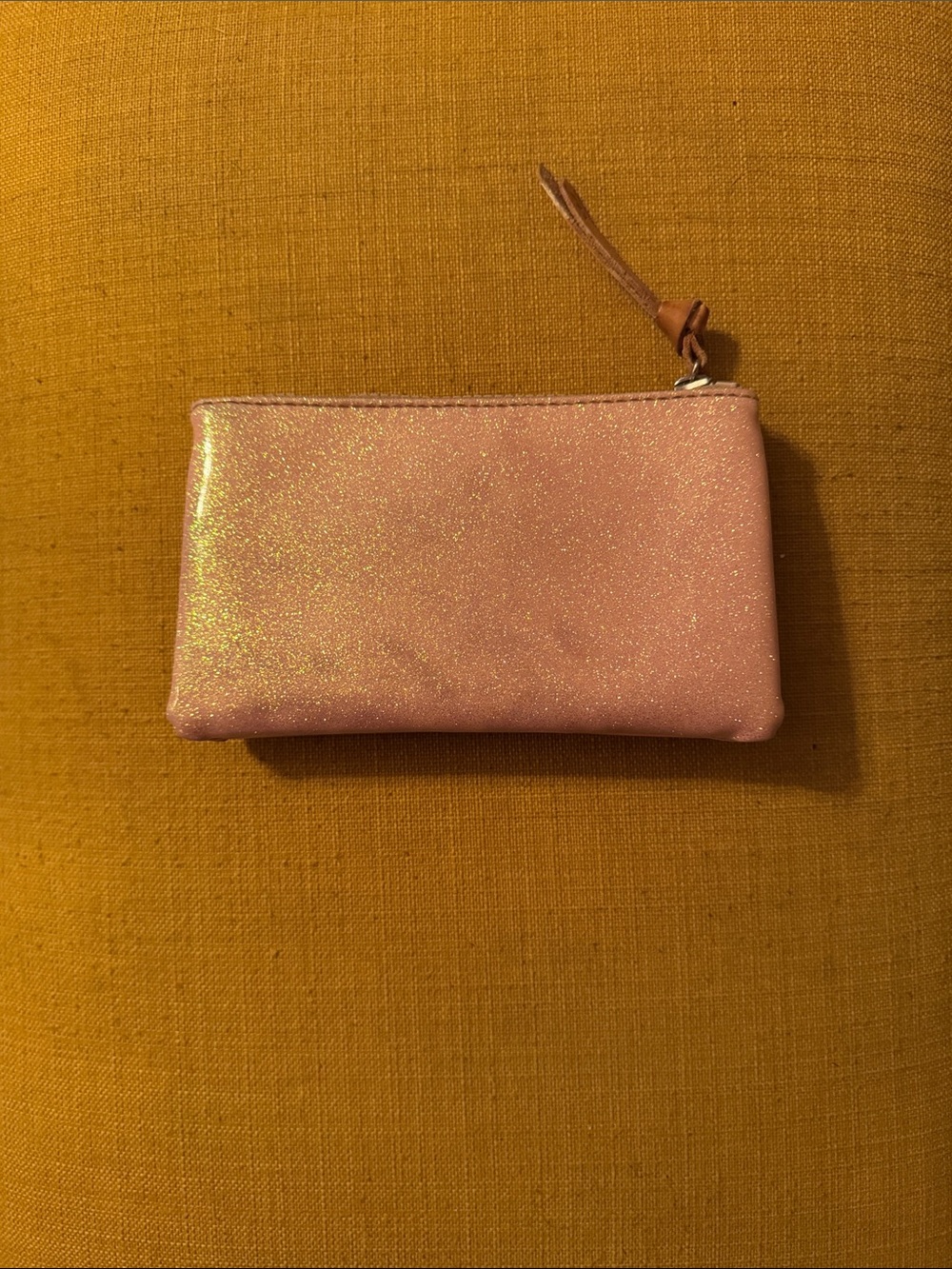 Consuela Diggi Slim Wallet Pink Glitter Wallet with Tan Leather Trim - Picture 3 of 5